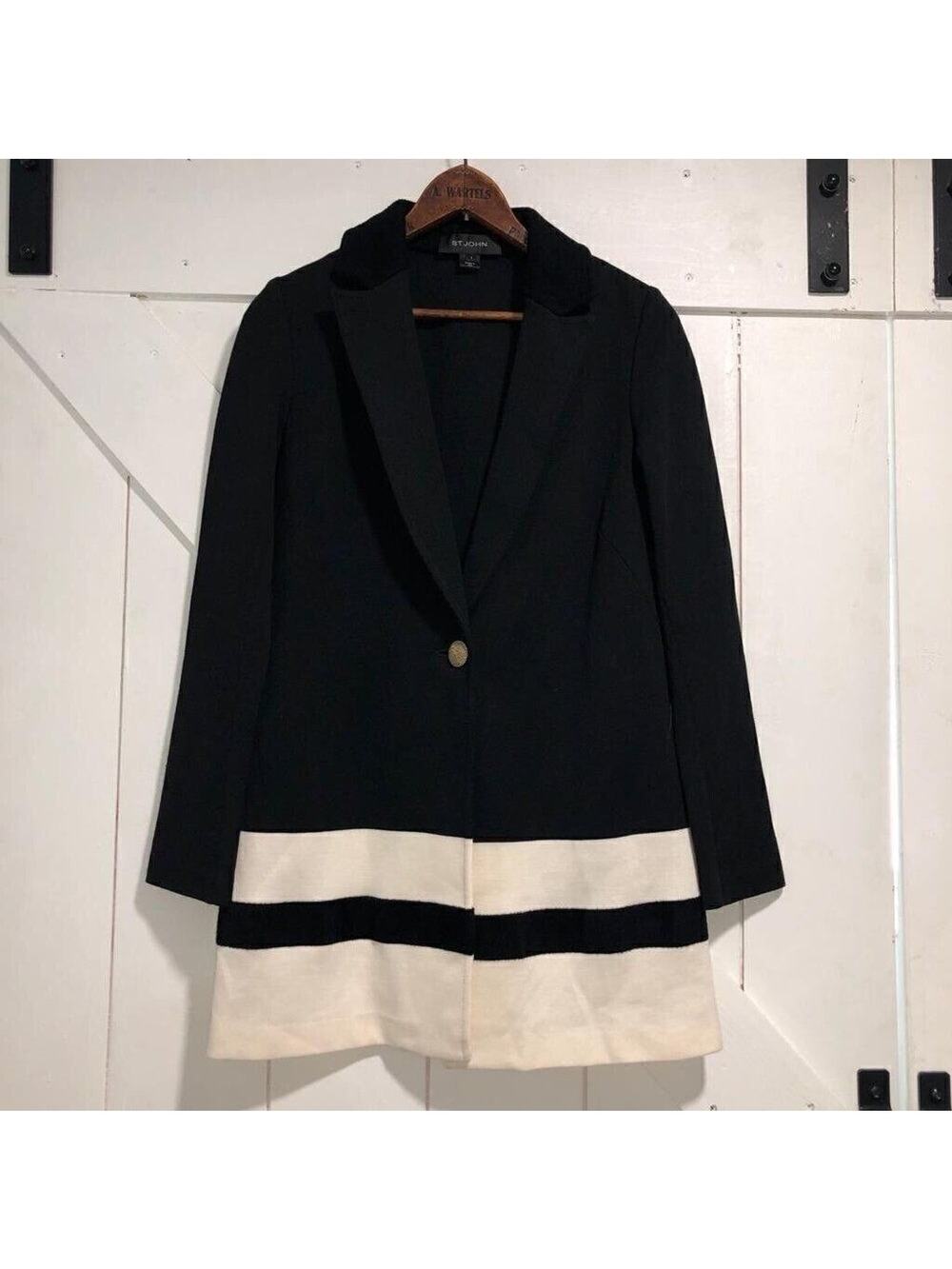 St John Milano Knit Wool Blend One Button Blazer Elegant Professional USA Sz 2